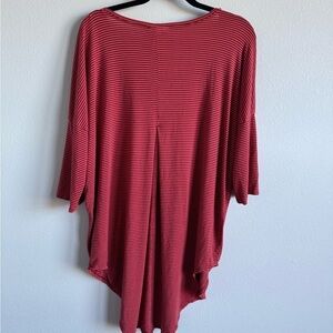 Anthropologie (Floreat) Women's Red + Pink Striped Tunic Lounge Top Size Large